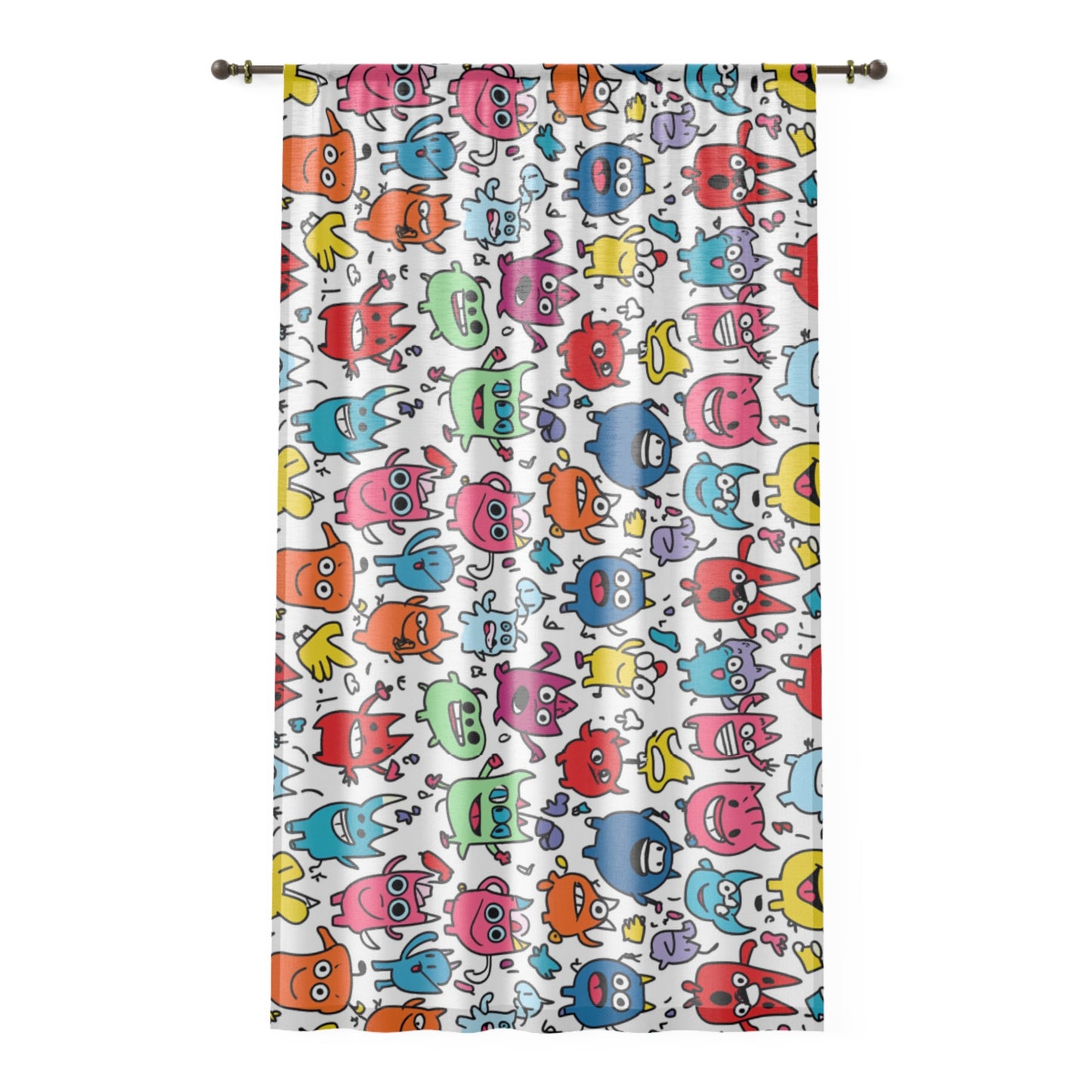Playful Monster Window Curtains - Colorful Kids Room Decor
